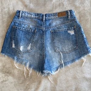 Distressed High-Waisted Jean Shorts